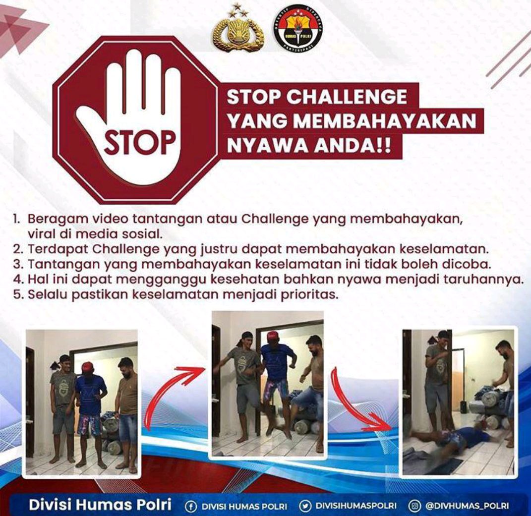 Chalange berbahaya yang dapat membahayakan keselamatan diri. (Ilustrasi/Divisi Humas Polri)