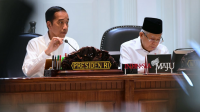 Presiden Jokowi Saat Ratas Kerangka Ekonomi Makro dan Pokok-Pokok Kebijakan Fiskal Tahun 2021 dan Rencana Kerja Pemerintah (RKP) tahun 2021