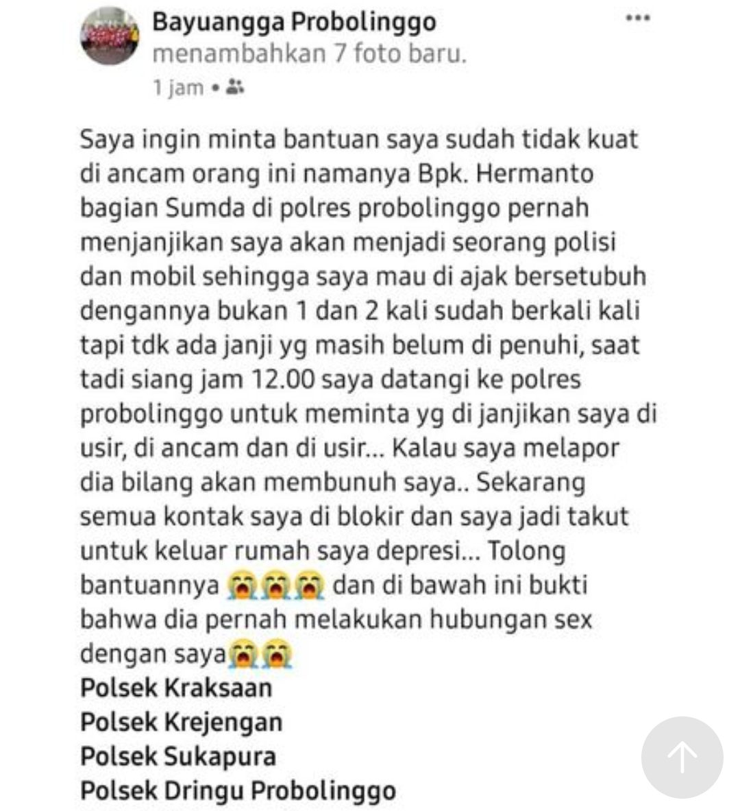 Tangkapan layar pemilik akun yang menyebarkan foto bermesraan polisi.