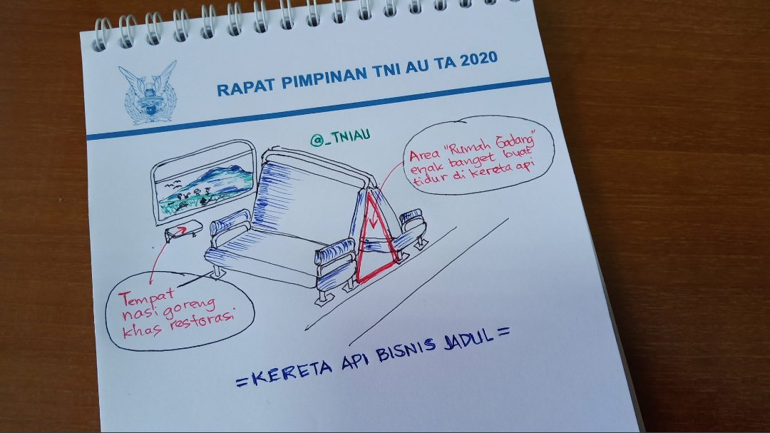 Coretan gambar admin TNI AU yang mengenang tempat tidur terbaik saat naik kereta api jaman dahulu.