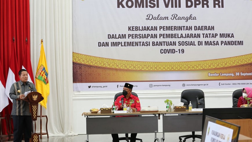 Gubernur Lampung Arinal Djunaidi menerima kunjungan kerja spesifik Komisi VIII DPR-RI ke Provinsi Lampung