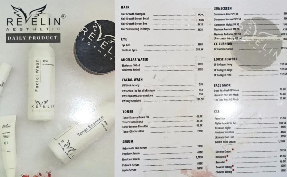 daftar harga produk Revelin Aesthetic Yogyakarta