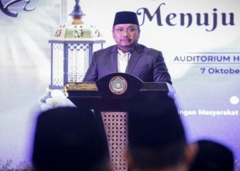 Menteri Agama Yaqut Cholil Qoumas dalam sambutannya Meneladani Rasulullah SAW Menuju Indonesia Maju