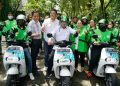 Menteri Perhubungan Budi Karya Sumadi meresmikan layanan ojek motor listrik gratis di kawasan ITDC Nusa Dua untuk angkutan pengumpan para delegasi, panitia, dan peserta KTT G20
