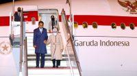 Presiden Joko Widodo dan Ibu Iriana tiba di Bandara Abelag, Brussels , Belgia, sekitar pukul 18.00 waktu setempat