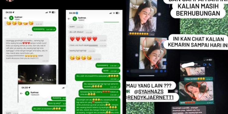 Bukti Chat Selingkuh Syahnaz Sadiqah dan Rendy Kjaernett
