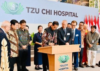 Presiden Joko Widodo meresmikan pembangunan Rumah Sakit Tzu Chi Hospital yang berlokasi di kawasan Pantai Indah Kapuk