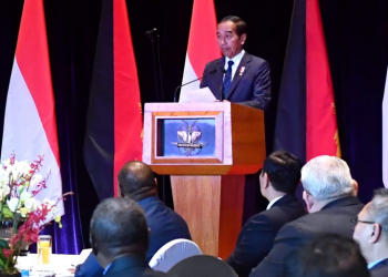 Presiden Joko Widodo menghadiri jamuan santap siang kenegaraan yang digelar Gubernur Jenderal Papua Nugini Bob Dadae, di APEC Haus