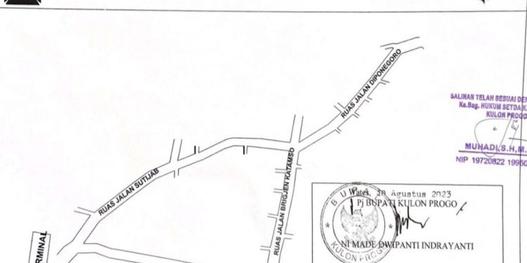 Peta tiga ruas jalan yang telah ditetapkan sebagai kawasan tertib lalu lintas