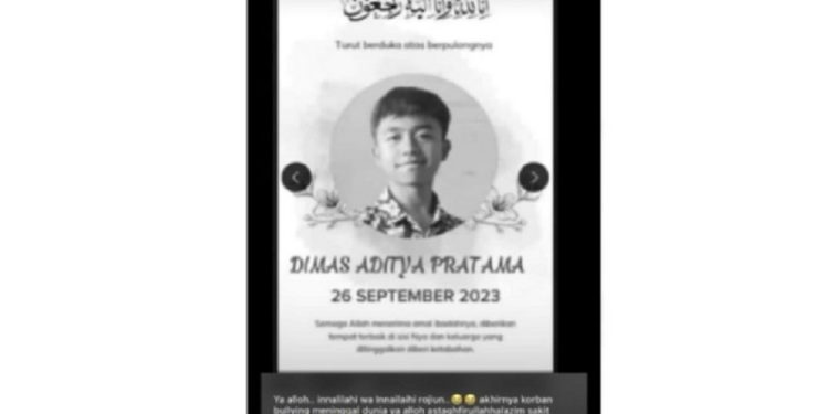 Unggahan hoaks yang menarasikan siswa SMP yang dianiaya di Cilacap meninggal dunia