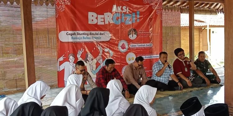 Wakil Bupati Bantul Joko Purnomo saat kegiatan Aksi Bergizi dalam mencegah stunting oleh Puskesmas Pleret di Pleret, Kabupaten Bantul, Daerah Istimewa