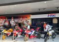 Booth Honda di Sirkuit Internasional Mandalika, Lombok Tengah, NTB, pada ajang MotoGP Mandalika yang bergulir 13-15 Oktober 2023