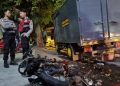 Salah satu bangkai sepeda motor yang menjadi korban perusakan dalam bentrok dua kelompok di Muntilan, Kabupaten Magelang