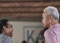 Bakal pasangan capres dan cawapres Ganjar Pranowo-Mahfud MD saat pertemuan dengan pekerja kreatif di Jakarta