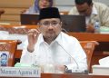 Menteri Agama Yaqut Cholil Qoumas Saat rapat di Gedung DPR RI membahas kuota haji