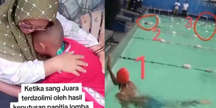 Tangkapan layar lomba renang di ajang Pekan Olahraga Pelajar Kabupaten Sleman