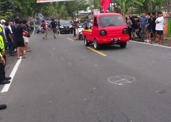 Lokasi kejadian kecelakaan di Depan Pom Bensin Jalan Wonosari-Semanu