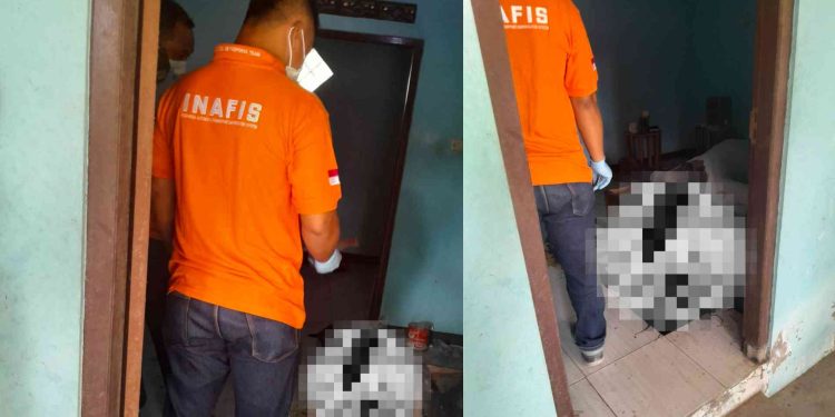 Tim Inafis Polres Bantul sedang melakukan Efakuasi penemuan mayat Membusuk di bambanglipuro Bantul