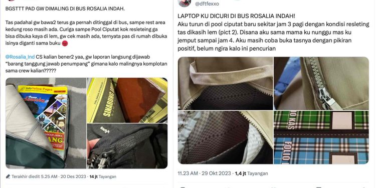 Viral Penumpang Rosalia Indah Kehilangan Barang di Bus Saat melakukan perjalanan