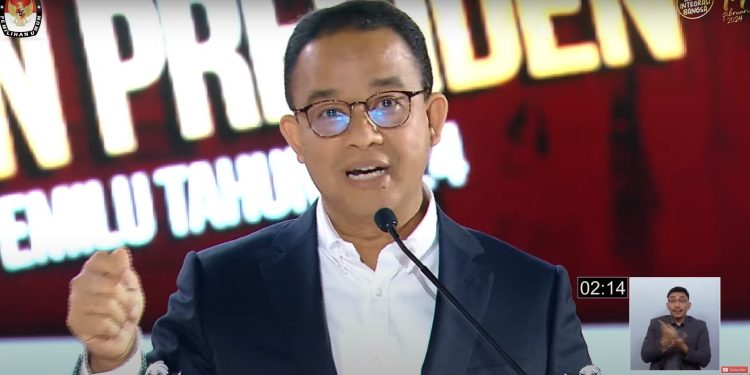 Foto Anies Baswedan Dalam Debat Capres Pemilu 2024