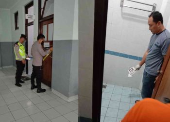 Kepolisian melakukan penyelidikan di tempat kejadian perkara