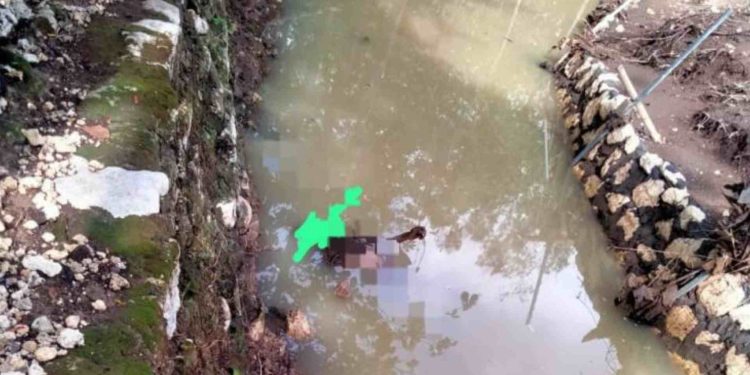 penemuan sosok jenazah di aliran sungai Kemorosari, Piyaman, Wonosari, Gunungkidul