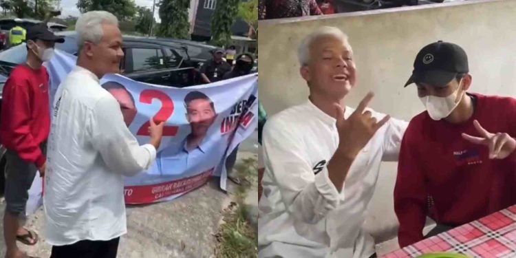 Ganjar Pranowo Mengajak Makan Pendukung Prabowo Yang Sambut Ganjar Saat ke Balikpapan