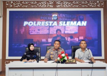 Kapolsek Ngaglik Kompol Mashuri saat Jumpa Pers di Polresta Sleman
