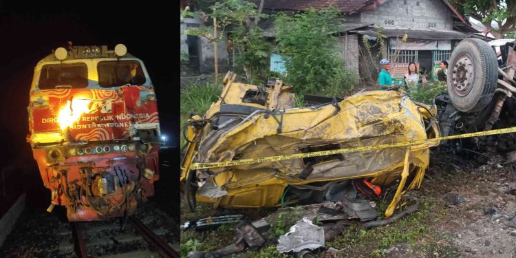 Kondisi Kereta dan Truk Pasca tertemper di Sedayu Bantul