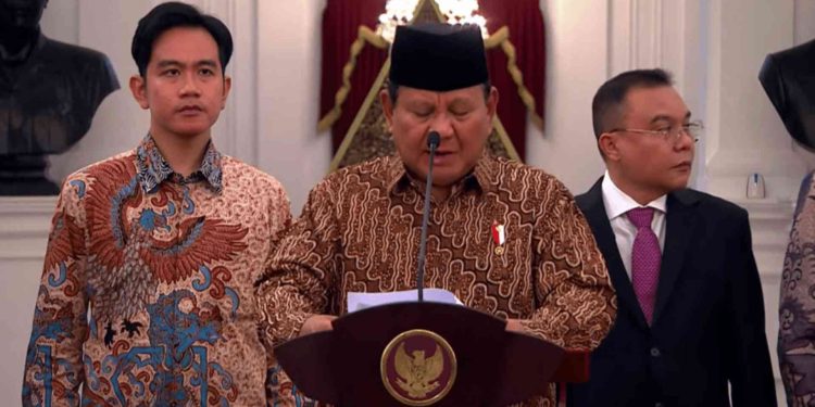 Prabowo Umumkan Daftar Kabinet Merah Putih