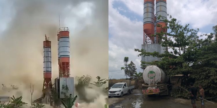 Tampungan Semen Bocor dan setelah dilakukan penyemprotan