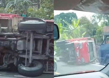 Truk ngguling di jalan turi-pakem