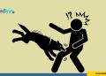 Ilustrasi gambar orang di gigit anjing
