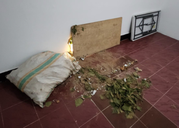 Tembok di toko Alfamart yang dilubangi oleh pencuri