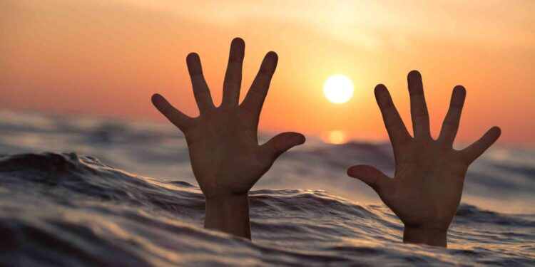 Ilustrasi Gambar nelayan tengelam