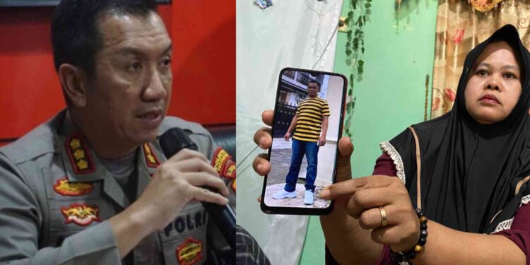 Kolase Foto kiri Kapolresta Yogyakarta Kombes Pol Aditya Surya Dharma Kanan Poniyem Istri Darso Korban Tewas yang di duga di aniaya polisi Jogja