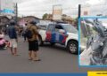 Petugas Kepolisian Sedang melakukan Kecelakaan Mobil Vs Motor di Perempatan Wojo Bantul