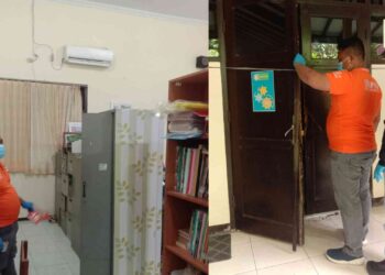 Polisi melakukan penyelidikan di SMK N 1 Bantul