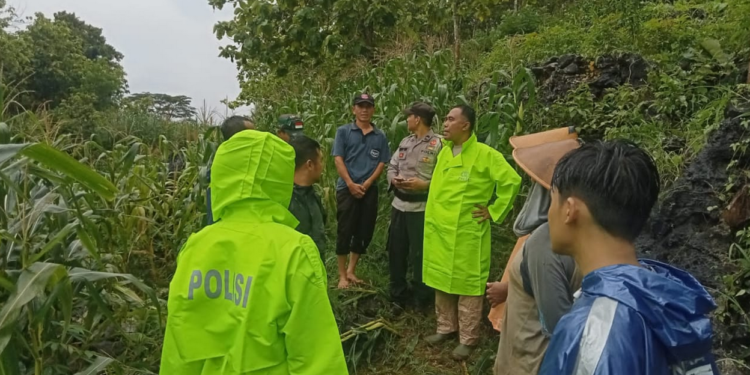 Warga bersama Petugas Kepolisian Saat Mencari Korban Hilang di Ladang