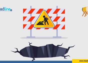 Ilustrasi gambar jalan berlubang