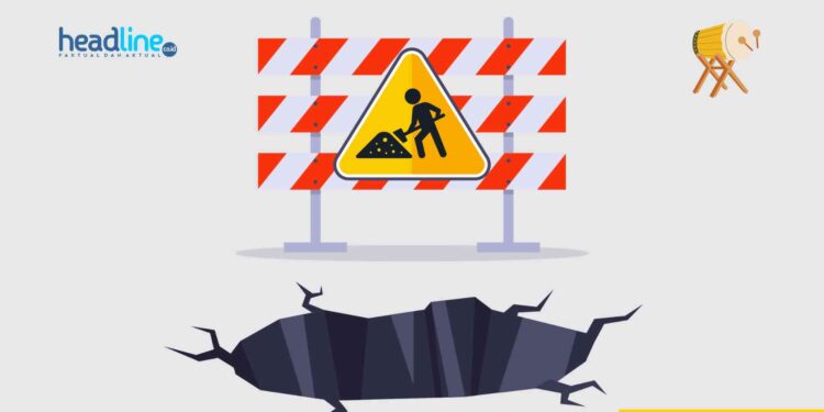 Ilustrasi gambar jalan berlubang