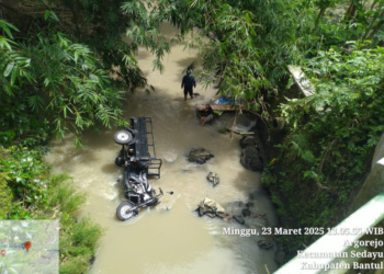 Kecelakaan tunggal terjadi di Sungai Semampir, Argorejo, Sedayu, Bantul