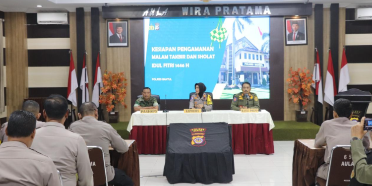 Polres Bantul Melakukan Apel Kesiapan Persiapan Pengamanan Malam Idul Fitri 2025