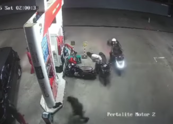 Rekaman CCTV menunjukkan detik-detik aksi penganiayaan di SPBU Kretek, Bantul