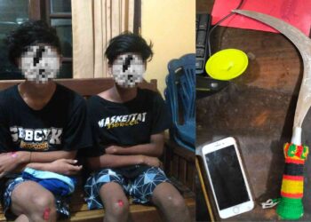 Dua remaja asal Bantul, diamankan warga Salakan, Bangunjiwo, usai terjatuh dari motor dan kedapatan membawa celurit