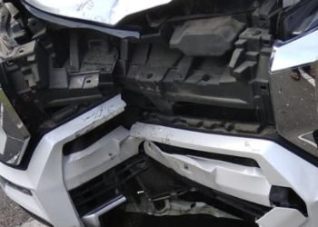 Potret mobil yang terlibat laka dengan motor polisi di Gunungkidul