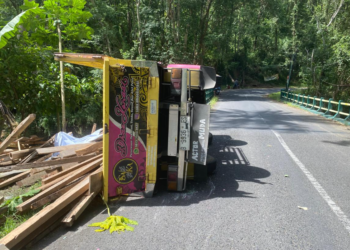 mobil Truk Mitsubhisi Colt mengalami Kecelakaan di jalan Kaliurang Dlingo