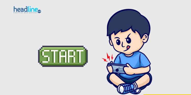 Ilustrasi gambar bermain game