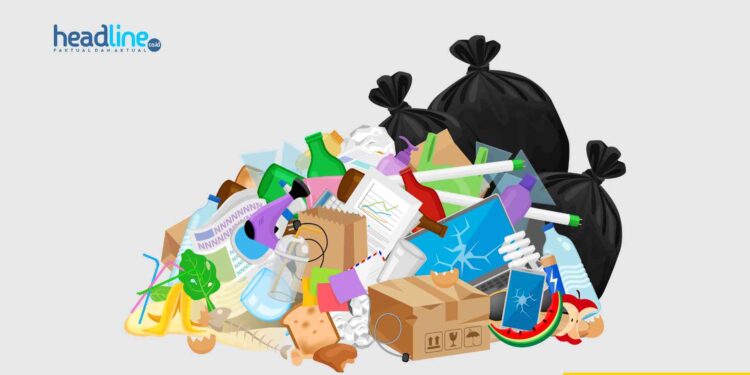Ilustrasi gambar sampah menumpuk