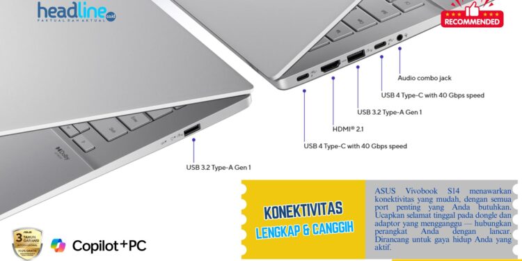 Konektivitas Lengkap dan Canggih Laptop AI 2025 Asus Vivobook S14